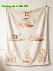 Hermès Inspired Orange Book Stack Illustration Flannel Throw Blanket IMG_5418